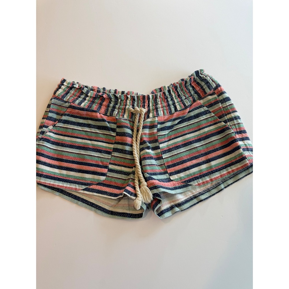 Roxy Womens Striped Beach Shorts Multi‎ Color Rope Drawstring Size M